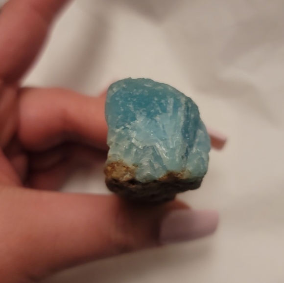 Raw Bright Blue Botryoidal Aragonite Specime Chunk Crystal Rough On A Matrix - Picture 9 of 14